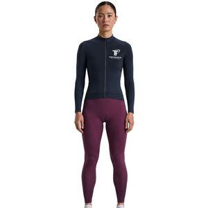 Women's Navy Blue <b>Long</b> <b>Sleeve</b> <b>Cycling</b> <b>Jersey</b> Full Zip Performance Road Bike Top - Product Image 1