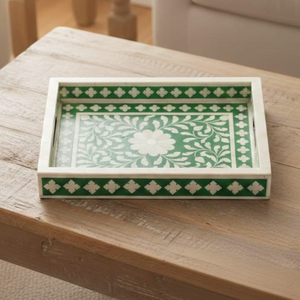 Bandeja Rectangular de Alta Calidad con Incrustaciones de Hueso, Diseño Moderno y Vintage, Platos Exclusivos para Fiestas, Hechos a Mano, Tamaño y Color Personalizables - Product Image 6