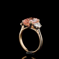 Bague classique en moissanite rose taille coussin 5 carats, certifiée IGI, en or rose 18 carats, bague de fiançailles trois pierres en or rose