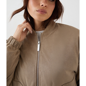 Sweat à capuche en molleton bouclette de coton épais, style modeste, épaules tombantes, impression en relief, grammage lourd 350 GSM, sans cordon, fermeture éclair, vente en gros - Product Image 5