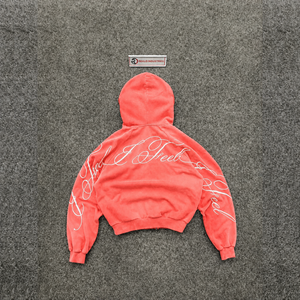 Coral Zip Hoodie Relaxed Fit 100% Cotton Solid Embroidered Breathable Everyday Fashion Cold Weather Loungewear City Style - Product Image 6