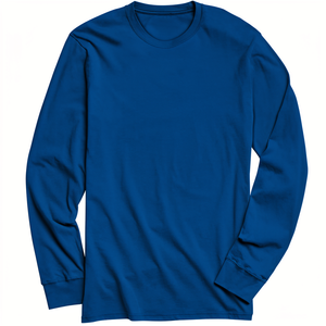 Men's Red Long Sleeve Cotton Jersey T-Shirt O-Neck Regular Fit Casual Solid Color - Product Image 6