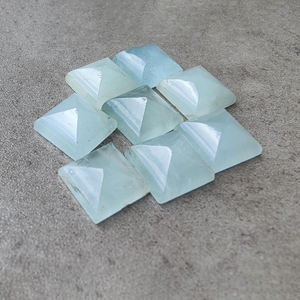 Pierre précieuse naturelle en aigue-marine, forme pyramide carrée |   Pierre facettée calibrée non montée pour la fabrication de bijoux - Product Image 4