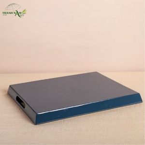 Plateau de service en bambou laqué fait main, écologique, avec accent doré, personnalisable et portable pour la restauration et l'usage domestique - Product Image 3