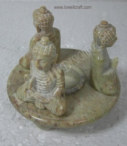 ซัพพลายเออร์ชาวอินเดียนำเสนอเครื่องกระจายกลิ่นน้ำมันหอมระเหยรูปพระพุทธรูปสามองค์ ทำด้วยหินสบู่คุณภาพพรีเมียม งานแฮนด์เมด - Product Image 3