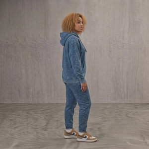 Conjunto de Sudadera con Capucha para Mujer Twin City, Azul, Forro Polar, Manga Larga, para Otoño, con Logotipo Estampado, Transpirable, Corte Regular - Product Image 6