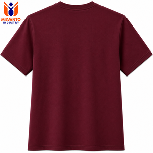 2026 Premium Burgundy Men's Heavyweight T-<b>Shirt</b> | 300 GSM 100% Combed Cotton | Custom Logo Breathable Short Sleeve T-<b>shirt</b> - Product Image 2