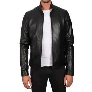 New Biker Style <b>Men</b> Black Slim Body Fit Leather <b>Jacket</b> Fully Customized With 100% Original <b>Sheepskin</b> Front Closures Style Zipper - Product Image 1