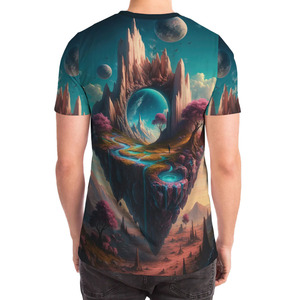 T-shirts décontractés pour hommes, coupe classique, à manches courtes, col rond, 100 % polyester tricoté, impression par sublimation personnalisée en gros - Product Image 2