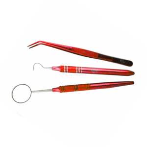 Kit de Exploración Dental con Mango de Color, 3 Piezas, Espejo, Sonda y Pinzas de Acero Inoxidable para Clínica Pediátrica, Personalizado Profesional - Product Image 2