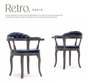 Fauteuil d'appoint rétro en velours capitonné avec accoudoirs en bois massif pour salon, hôtel, espaces commerciaux - Product Image 1