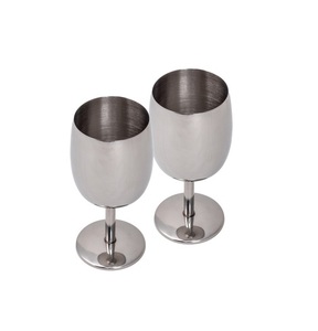 Stainless Steel Wine <b>Glass</b> Set of 2 Modern Round Design Unbreakable for Party <b>Goblets</b> Western Drinking <b>Glass</b> <b>goblet</b> - Product Image 2