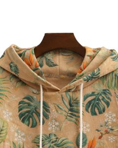 Sudadera con Capucha para Mujer, Diseño Personalizado con Estampado de Hojas Tropicales Beige, Felpa de Algodón, Estilo Casual, Fabricante Personalizado, Proveedor de Ropa al por Mayor - Product Image 5