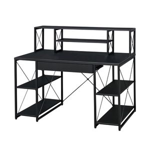 Black One-Drawer Writing <b>Desk</b> with 8 Open Compartment for <b>Computer</b> Use - Product Image 1