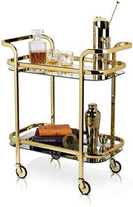 Chariot de bar élégant en métal noir, chariot de bar roulant avec roulettes, chariot de service pour boissons, chariot à cocktails, chariot de bar à domicile, mini bar - Product Image 6