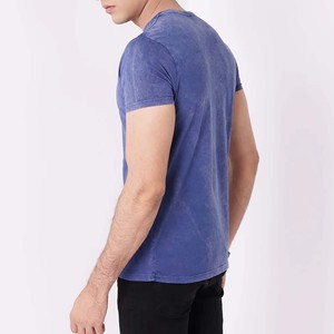 เสื้อยืดคอกลมแขนสั้นสีน้ำเงินสำหรับผู้ชาย มีกระเป๋าหน้าอก ผ้าเจอร์ซีย์ถักลำลอง ผ้าฝ้าย - Product Image 2