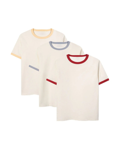 Premium Ringer <b>T</b> <b>Shirt</b> <b>Mens</b> Cotton Contrast Collar Short Sleeve Vintage Casual Streetwear Wholesale Tee - Product Image 1