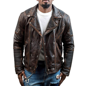 Nouvelle arrivée : veste de motard pour homme en cuir véritable noir et marron, couleurs personnalisées, export du Pakistan, prix avantageux, meilleur rapport qualité-prix - Product Image 5