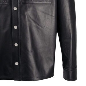 Customizable Design Men's Loose Bottom 100% Leather Shirt with Horn Buttons Eco-Friendly Anti-Bacterial Windproof & Breathable - Product Image 4