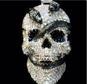 Moissanite Diamond <b>Skull</b> Pendant 925 Sterling Silver Gothic Hip Hop Jewelry <b>gift</b> for unisex - Product Image 4