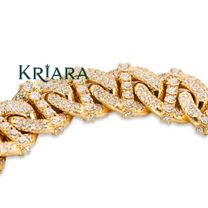 S925 Gold Plated Link <b>Chain</b> Necklace With Lab Grown Crystal Rhinestones Unisex Luxury Style - Product Image 3
