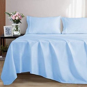 Hotel Home Hot Selling 300tc Solid Everyday Use 100% Microfiber Cotton Feeling Wrinkle Resistant Eco-Friendly 4-Piece Bedding - Product Image 3