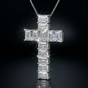 จี้รูปกางเขนประดับเพชรโมอิสซาไนต์ VVS แบบ Iced Out เงินแท้ 925 สไตล์ฮิปฮอป พร้อมสร้อยโรสโกลด์ เครื่องประดับทองคำ - Product Image 4