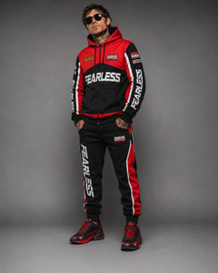 Men's Red <b>Black</b> <b>Zip</b> <b>Up</b> <b>Hoodie</b> Tracksuit Set Heavyweight Breathable Streetwear Jogger - Product Image 3