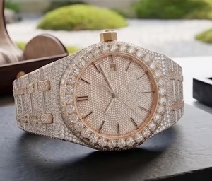 Reloj de Lujo con Diamantes en Oro Rosa, Estilo Hip Hop, con Moissanita, Diseño Exclusivo, 20mm - Product Image 1