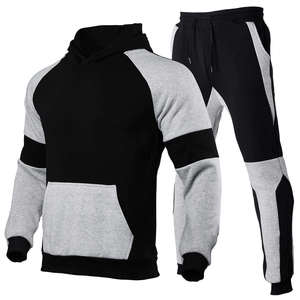 Chándal con capucha para hombre, negro y rojo, diseño deportivo de manga larga con cordón en la cintura y bolsillos laterales, ropa de otoño - Product Image 2