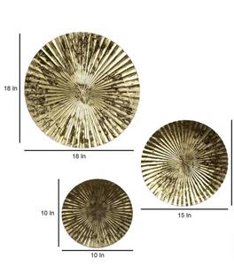 Modern Gold Circular Metal Wall Art Set Hanging <b>Decorative</b> <b>Plates</b> for Home Glam Style - Product Image 5