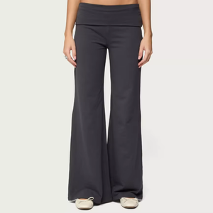 <b>Men</b> High Waist Wide Leg Pants <b>Elastic</b> Waist Knitted Breathable Casual Flared <b>Trousers</b> Summer Lightweight Spandex Nylon - Product Image 2