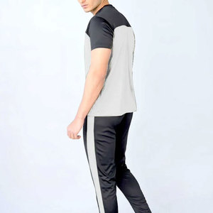 <b>Men's</b> Short Sleeve Color Blocked T-<b>Shirt</b> O-Neck <b>Slim</b> <b>Fit</b> Quick Dry Sporty Gray <b>Black</b> Knitted Polyester - Product Image 2