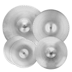 Set di batteria a basso volume con 4 pezzi: Gong silenzioso e piatti, include Hi-Hat da 14 pollici, Crash da 16 pollici, Piatti in lega da 18 pollici - Product Image 1