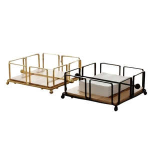 Modern Wood and Metal Wire Napkin Holder Wholesale Rustic Dinner Table Napkin Dispenser <b>Paper</b> <b>Tissue</b> Stand for Restaurant Home - Product Image 3