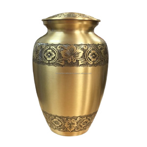Urnas de cremación para adultos de latón clásico y de alta calidad con tira y urnas funerarias de metal con acabado de mármol dorado verde para cenizas humanas - Product Image 3