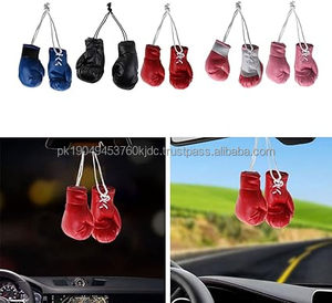 Mini guantes de boxeo Sanda de PU universales con función de muñeca con cordones par de espejo de coche llavero colgante artículo de regalo para clubes infantiles - Product Image 5