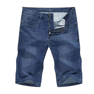 Shorts en jean taille haute coupe droite, délavés et déchirés, style streetwear été, 100% coton, personnalisables avec logo OEM - Product Image 1