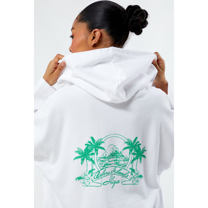 Sudadera con Capucha Blanca para Mujer, Logotipo Bordado en la Manga Izquierda, Estilo Casual, Manga Larga, Tejido de Algodón, Ropa de Otoño - Product Image 4