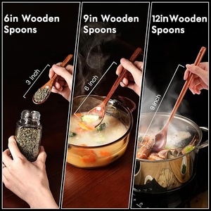 Juego de Cucharas de Té de Madera Premium, Reutilizables y Sostenibles, Cucharas Medidoras para Café y Azúcar, Utensilio de Cocina para Uso Diario y Fiestas, Aptas para Lavavajillas - Product Image 4