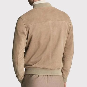 Brown Men's <b>Suede</b> <b>Leather</b> Bomber <b>Jacket</b> - Product Image 2