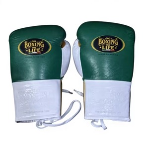 No Boxing No Life Boxing Gloves Green Gold <b>White</b> <b>Lace</b>-Up PU Leather Breathable Training Gear for Adults - Product Image 2