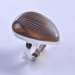 Anillo Clásico de Ágata Natural de Botsuana, Plata de Ley 925, Joyería para Boda, Compromiso, Regalo, Joyería Artesanal Personalizada - Product Image 3