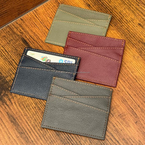 Porte-cartes d'identité en cuir recyclé de luxe en gros Portefeuille Fermeture à glissière Pince à billets mince Titulaire de la carte de crédit Lettre de type ouvert - Product Image 4