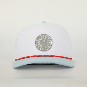 หมวกเบสบอลแบบ 5 แผง กันน้ำ สำหรับทุกเพศ พิมพ์ลายโลโก้ยาง แห้งเร็ว ทรง Dad Hat ผ้าแคนวาส 100% ปักมือ - Product Image 3