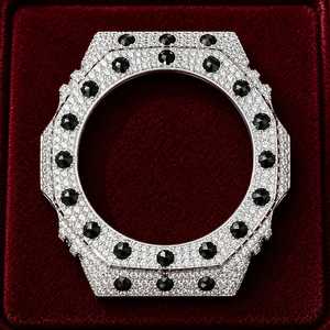 Lunette de montre dorée sertie de pierres noires et de diamants pour GA2100, accessoire de bijoux Hip Hop pour hommes et femmes - Product Image 6