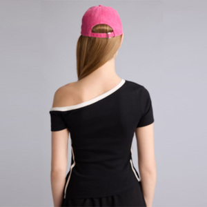 Spring Summer Women's Off Shoulder Short Sleeve Knitted <b>Crop</b> <b>Top</b> With Star Print Breathable Casual T-Shirt - Product Image 4