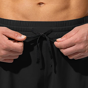 Pantalones cortos Bermuda con cintura con cordón y bolsillos con cremallera para hombre, trajes de baño negros sólidos de secado rápido para hombre en oferta con MOQ bajo - Product Image 5