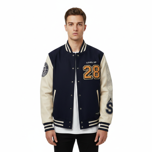 Veste universitaire LAYENNE de haute qualité pour hommes, broderie en polyester, logo personnalisé, veste universitaire unisexe, veste universitaire en tissu floqué - Product Image 2