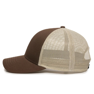 Wholesale Structured BrownKhaki Trucker Cap Twill Front Mesh Back Snapback Closure Trucker Hat Sports Caps Promotional Hats - Product Image 2
